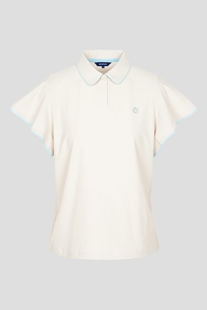 여성 허니콤 윙슬리브 반소매 티셔츠 - 베이지_BEIGE-a