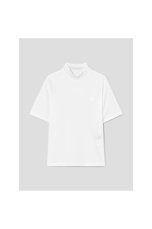 여성 골텍스처 하이넥 반소매 티셔츠 - 화이트_WHITE-a