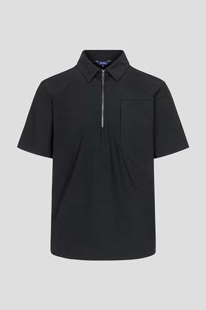 남성 우븐 포켓 반집업 티셔츠 - 블랙_BLACK-a