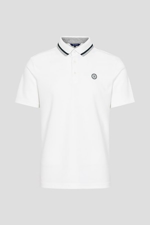 남성 넥 포인트 반소매 티셔츠 - 화이트_WHITE-a