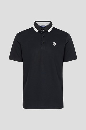 남성 넥 포인트 반소매 티셔츠 - 블랙_BLACK-a