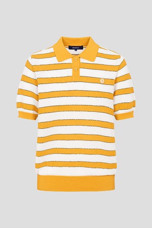 여성 투톤텍스처 반소매 풀오버 - 옐로우_YELLOW-a