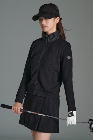 여성 자카드 풀집업 - 블랙_BLACK-a