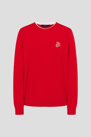 여성 원포인트 라운드넥 풀오버 - 레드_RED-a