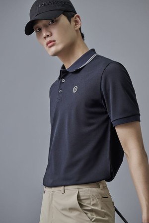 남녀공용 피케 반팔 티셔츠 - 블랙_BLACK-a