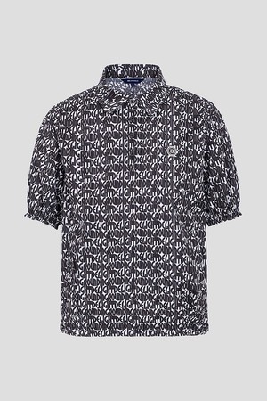 여성 메쉬 패턴 칼라 반팔 티셔츠 - 옐로이시 브라운_CAMEL-a