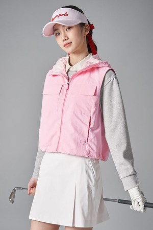 여성 봄 안감형 후드 베스트 - 핑크_PINK-a