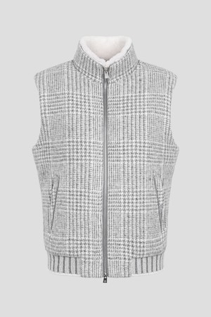 [란스미어 골프] [Golf] 남성 체크 베스트  라이트 그레이 (LA5938L562)_GREY-a