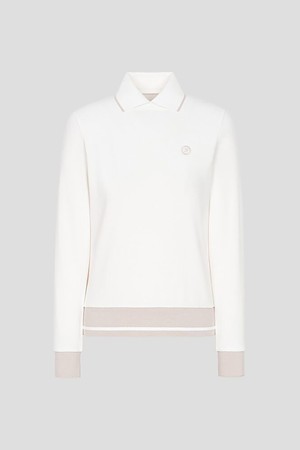 여성 밑단 배색 기모 티셔츠  아이보리_IVORY-a