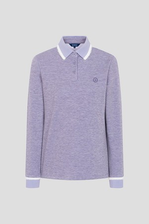 여성 기모 칼라 포인트 긴소매 티셔츠 - 라벤더(BJ5X41A37T)_PURPLE-a