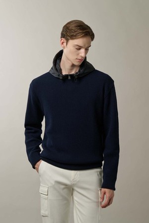 [란스미어 골프] [Golf] 남성 방풍 레이어드 라운드 스웨터  네이비 (LA5951L55R)_NAVY-a