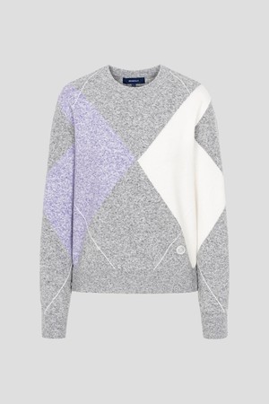 여성 아가일 라운드넥 풀오버 - 그레이(BJ5X51A303)_GREY-a