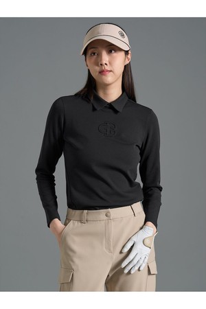 [빈폴골프][B_under] 여성 로고 엠보 칼라 긴소매 티셔츠 - 블랙(BJ6141L025)_BLACK-a