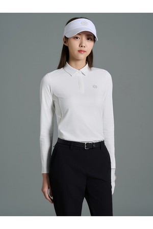 [빈폴골프][B_under] 여성 텍스처 믹스 칼라 긴소매 티셔츠 - 화이트(BJ6141L011)_WHITE-a