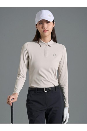 [빈폴골프][B_under] 여성 텍스처 믹스 칼라 긴소매 티셔츠 - 베이지(BJ6141L01A)_BEIGE-a