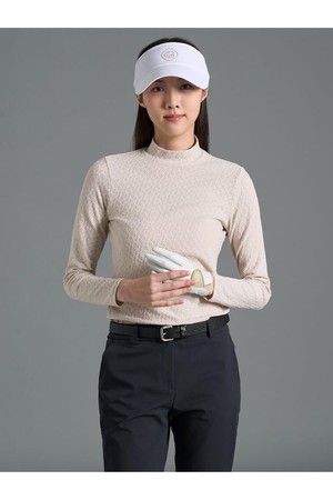 [빈폴골프][B_under] 여성 자카드 하이넥 긴소매 티셔츠 - 베이지(BJ6141L03A)_BEIGE-a