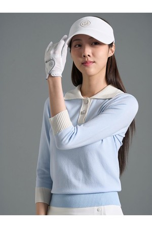 [빈폴골프] 여성 9부 칼라넥 풀오버 - 스카이 블루 (BJ6251A04Q)_BLUE-a