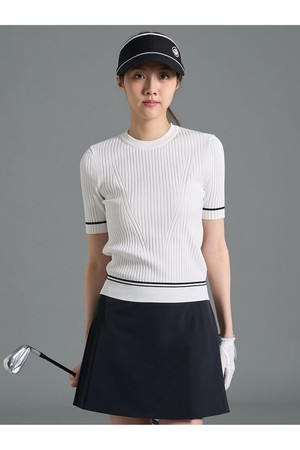 [빈폴골프][B_under] 여성 골지 믹스 반소매 풀오버 - 화이트(BJ6351L111)_WHITE-a