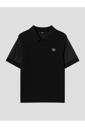 [빈폴골프][B_under] 여성 니트 하이브리드 칼라 반소매 티셔츠 - 블랙(BJ6342L155)_BLACK-a