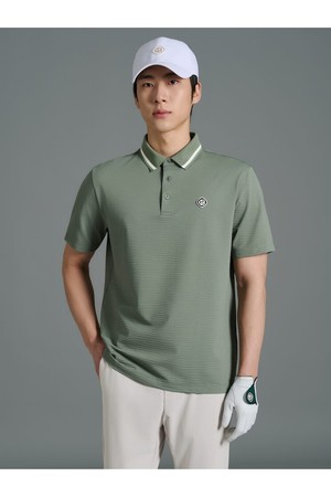 [빈폴골프] [HERITAGE] 남성 시어서커 반소매 티셔츠  올리브 (BJ6442B31J)_GREEN-a