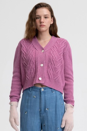 [22FW] TWIST KNIT CARDIGAN - PINK