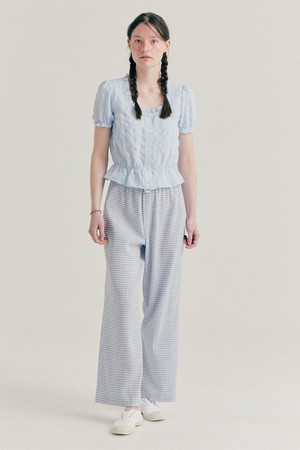 [22HS] GINGHAM BANDING PANTS - SKY BLUE