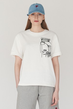 [22SS] BENSIMON CAFE LOGO HALF SLEEVE - WHITE