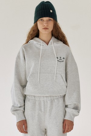 BSM ESSENTIAL CROP HOODY - MELANGE GREY