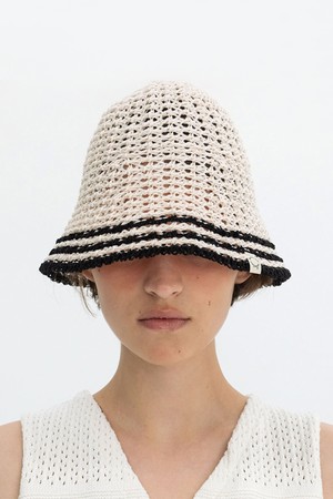 [벤시몽] STRIPE BUCKET HAT - DARK GREY