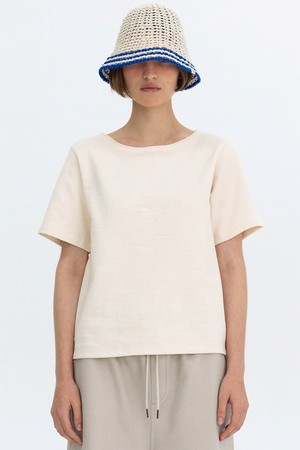 SIGNATURE LABEL FLAT TEE - IVORY