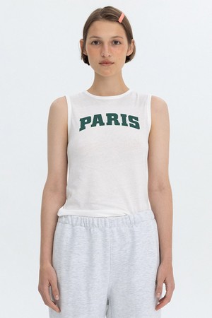 PARIS LOGO SLEEVELESS - WHITE