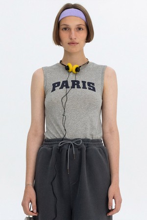 PARIS LOGO SLEEVELESS - GREY