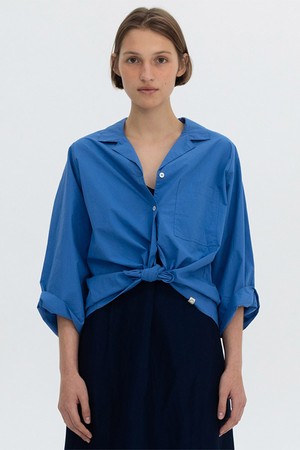 OPEN COLLAR SHIRT - BLUE