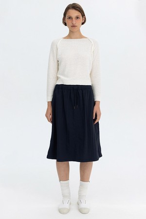 CRISPY MIDI SKIRT - NAVY