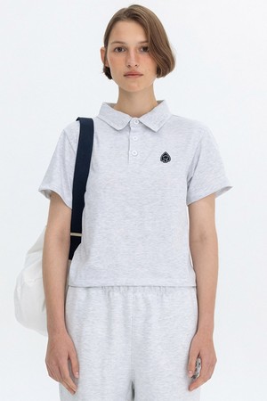 EMBLEM PATCH POLO TEE - MELANGE GREY