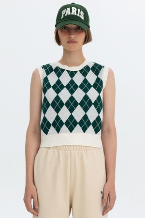 ARGYLE MIX VEST - GREEN