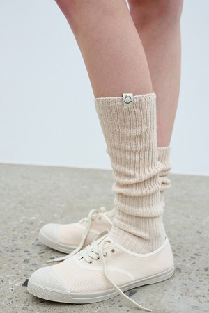 [24FW] RIBBED LOOSE KNEE SOCKS - BEIGE