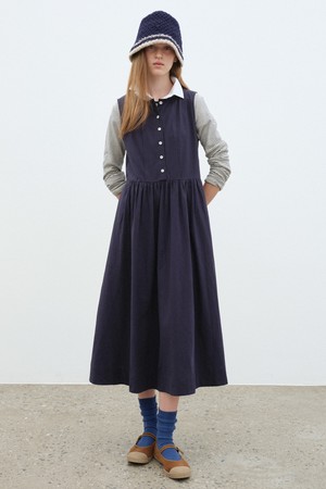 COTTON SLEEVELESS DRESS - NAVY