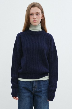 BASIC KNIT PULLOVER - NAVY