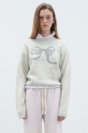 RIBBON JACQUARD KNIT - LIGHT GREY