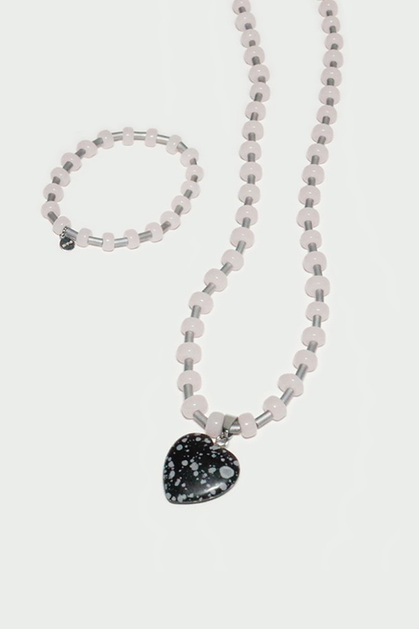 H.Y.B - 목걸이 - [SET] Happy Your Necklace_HAILSTONE [black&pink]