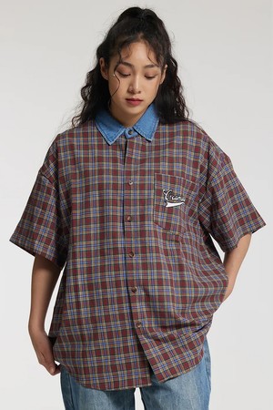 씨알에스디엘 타탄 포켓 체크 셔츠 오버핏