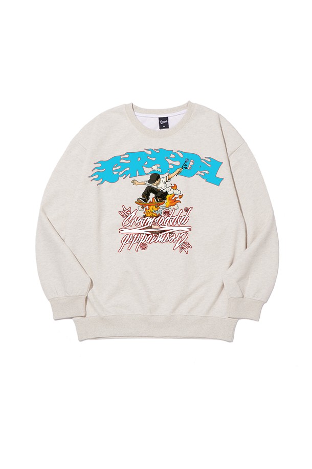 씨알에스디엘 파이어 온더 보드 스케이트 맨투맨은 캐주얼, 스트릿 스타일을 즐기는 분들을 위한 오버핏 맨투맨입니다. 부드러운 촉감의 면 소재로 제작되었으며, 기모(겨울) 또는 논기모(계절 무관) 옵션 선택이 가능합니다. 아이보리, 베이지 두 가지 색상으로 출시되었으며, 라운드넥에 긴 소매, 크롭 기장으로 디자인되었습니다. 가을, 겨울철 데일리룩, 집콕룩, 동네 마실룩 등 다양한 상황에서 활용하기 좋습니다. 가슴 부분에는 프린트/캐릭터 무늬가 더해져 스트릿 무드를 더했습니다.
