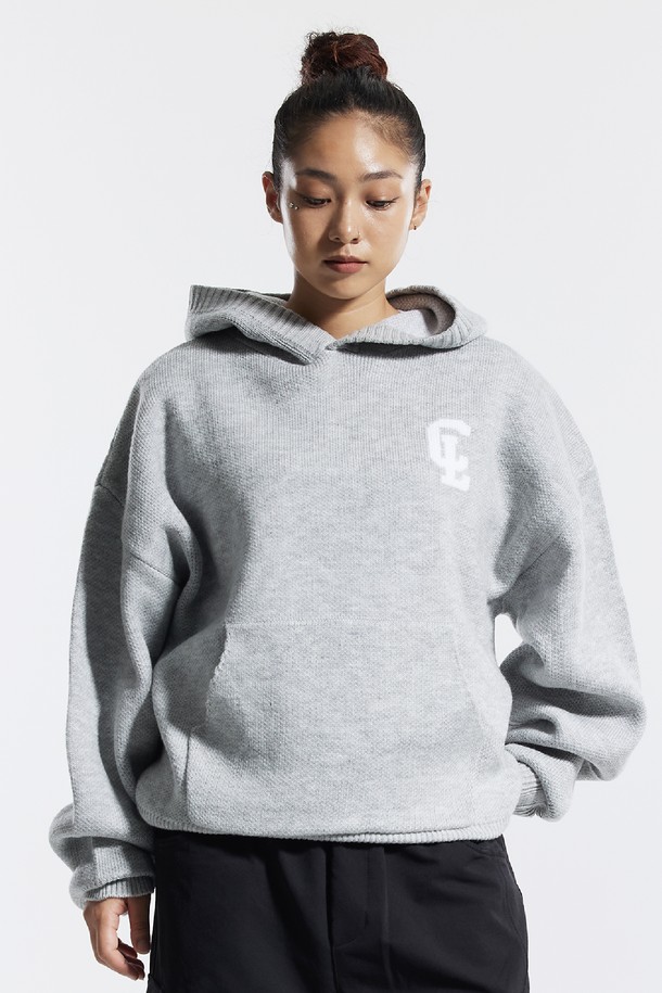 CREAM SODA LAB - 스웨터 - 씨알에스디엘 씨엘 워싱 그래픽 자카드 후드 니트