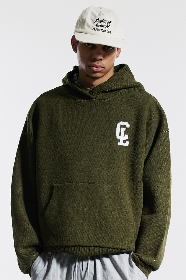 CREAM SODA LAB - 스웨터 - 씨알에스디엘 씨엘 워싱 그래픽 자카드 후드 니트