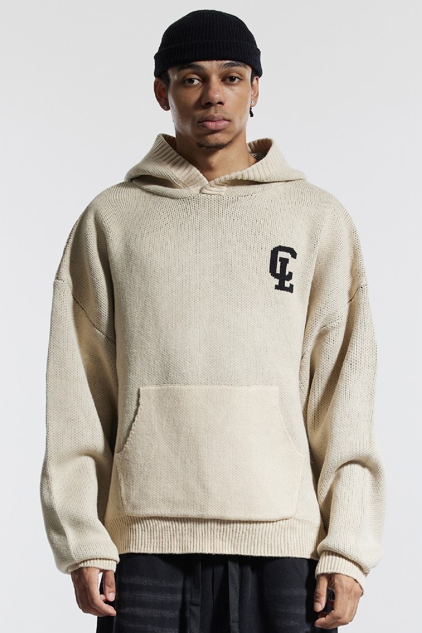 CREAM SODA LAB - 스웨터 - 씨알에스디엘 씨엘 워싱 그래픽 자카드 후드 니트