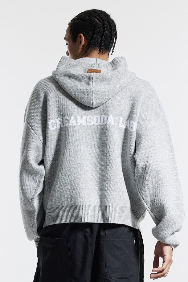 CREAM SODA LAB - 스웨터 - 씨알에스디엘 씨엘 워싱 그래픽 자카드 후드 니트