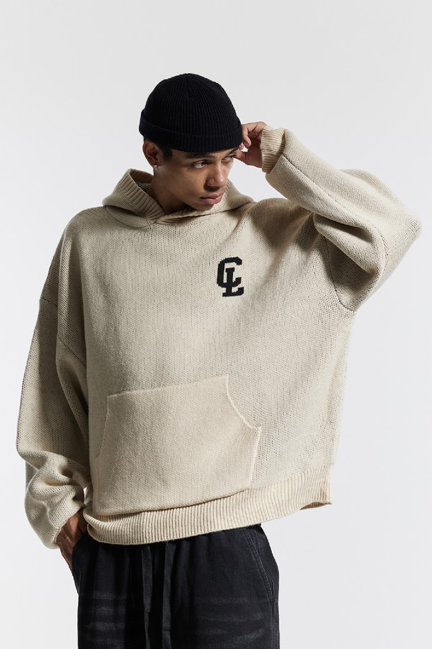 CREAM SODA LAB - 스웨터 - 씨알에스디엘 씨엘 워싱 그래픽 자카드 후드 니트