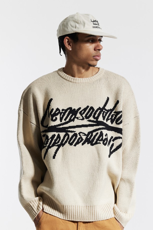 CREAM SODA LAB - 스웨터 - 씨알에스디엘 빅 그래픽 자카드 니트 맨투맨