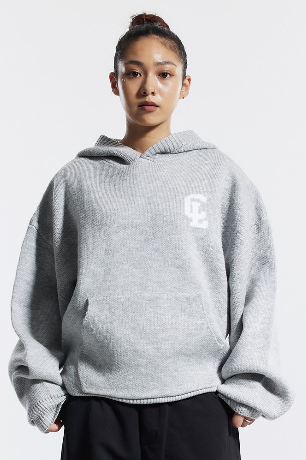 CREAM SODA LAB - 스웨터 - 씨알에스디엘 씨엘 워싱 그래픽 자카드 후드 니트